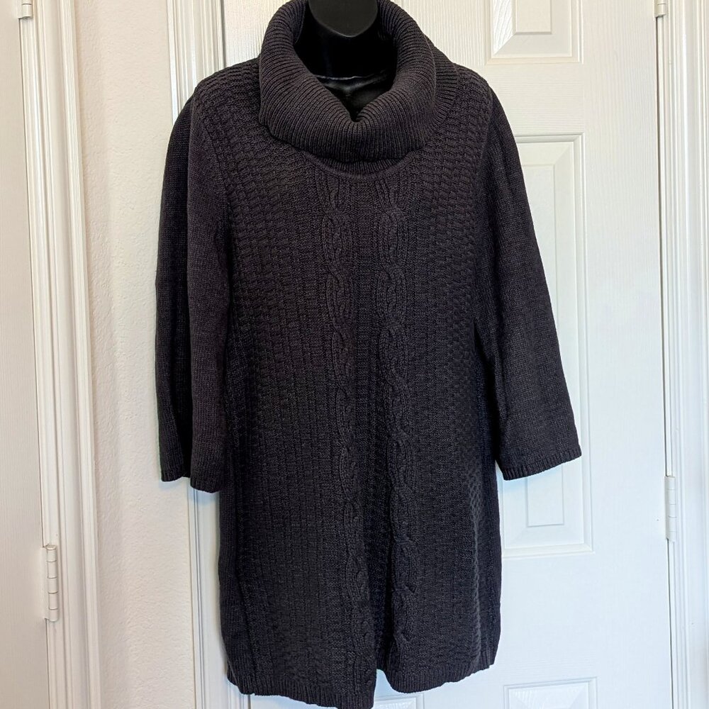 Karen Scott Gray Cowl Necked Sweater Tunic Size Large